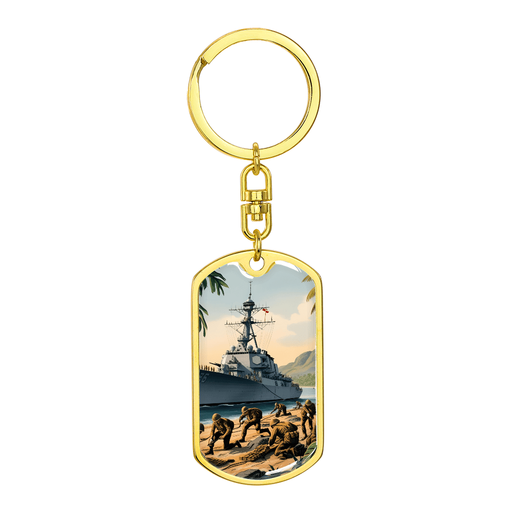 Naval Landing Dog Tag Keychain – Honor, Courage & Service | – Dog Tag with Swivel Keychain (Gold) Accessories by ShineOn Fulfillment