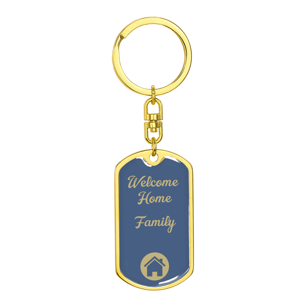 Welcome Home Keychain – Family Themed Homeowner Gift | New – Dog Tag with Swivel Keychain (Gold) Accessories by ShineOn Fulfillment