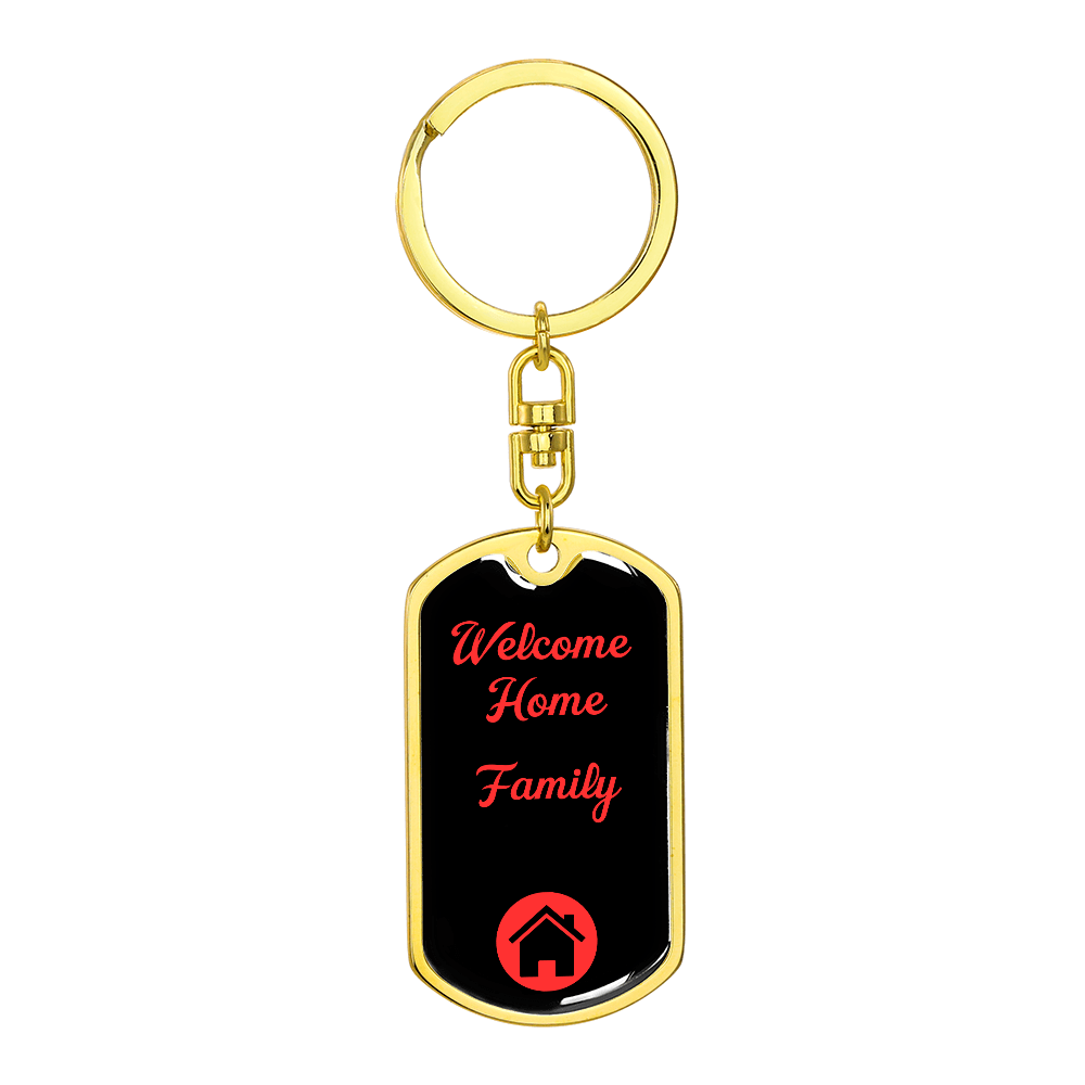 Welcome Home Keychain – Family Themed Homeowner Gift | New – Dog Tag with Swivel Keychain (Gold) Accessories by ShineOn Fulfillment