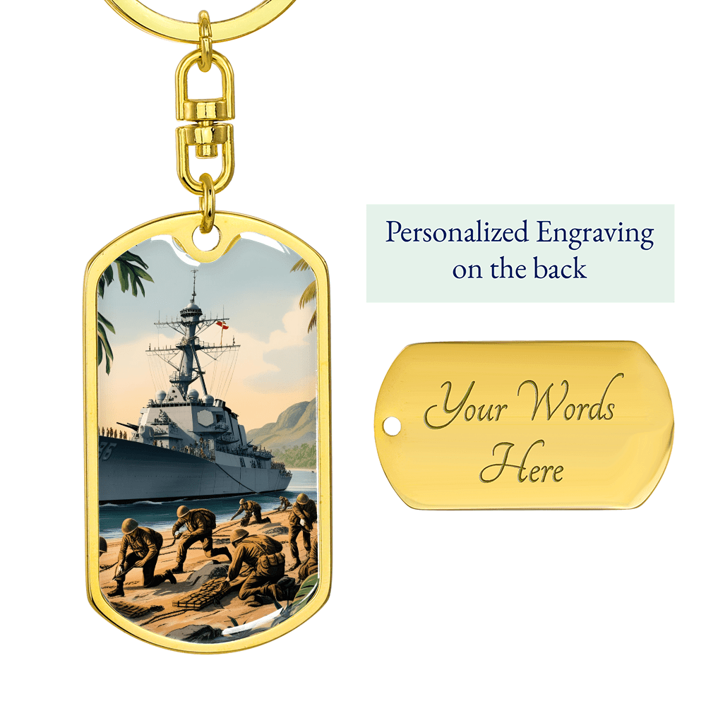 Naval Landing Dog Tag Keychain – Honor, Courage & Service | – Dog Tag with Swivel Keychain (Gold) Accessories by ShineOn Fulfillment