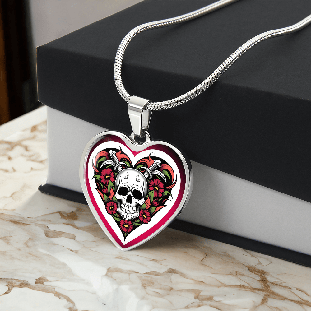 Skull & Dagger Heart Necklace – Fierce Love Symbol | Gothic – Luxury Necklace (Gold) Jewelry for A1013T (9 view)