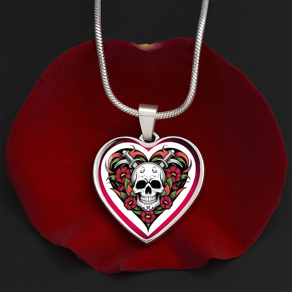 Skull & Dagger Heart Necklace – Fierce Love Symbol | Gothic – Luxury Necklace (Gold) Jewelry for A1013T (12 view)