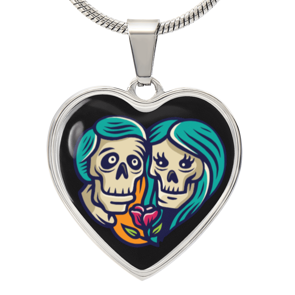 Sacred Heart Necklace – Day of the Dead Inspired Romantic – Luxury Necklace (Silver) Jewelry by ShineOn Fulfillment