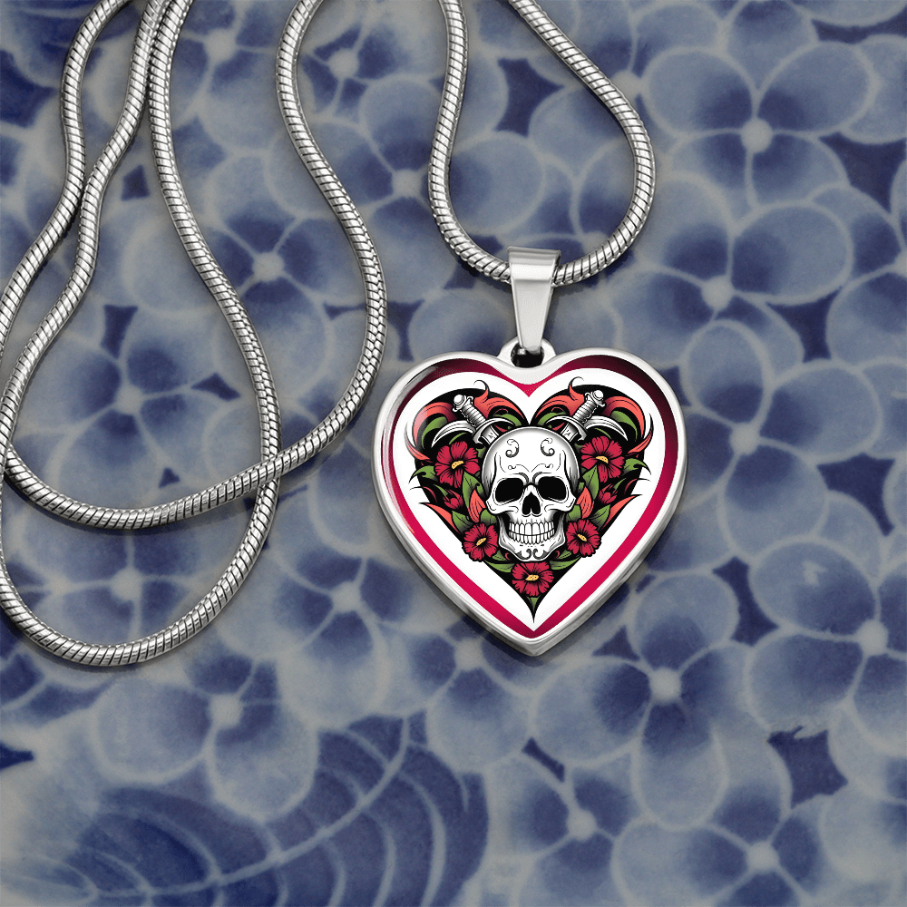 Skull & Dagger Heart Necklace – Fierce Love Symbol | Gothic – Luxury Necklace (Gold) Jewelry for A1013T (11 view)