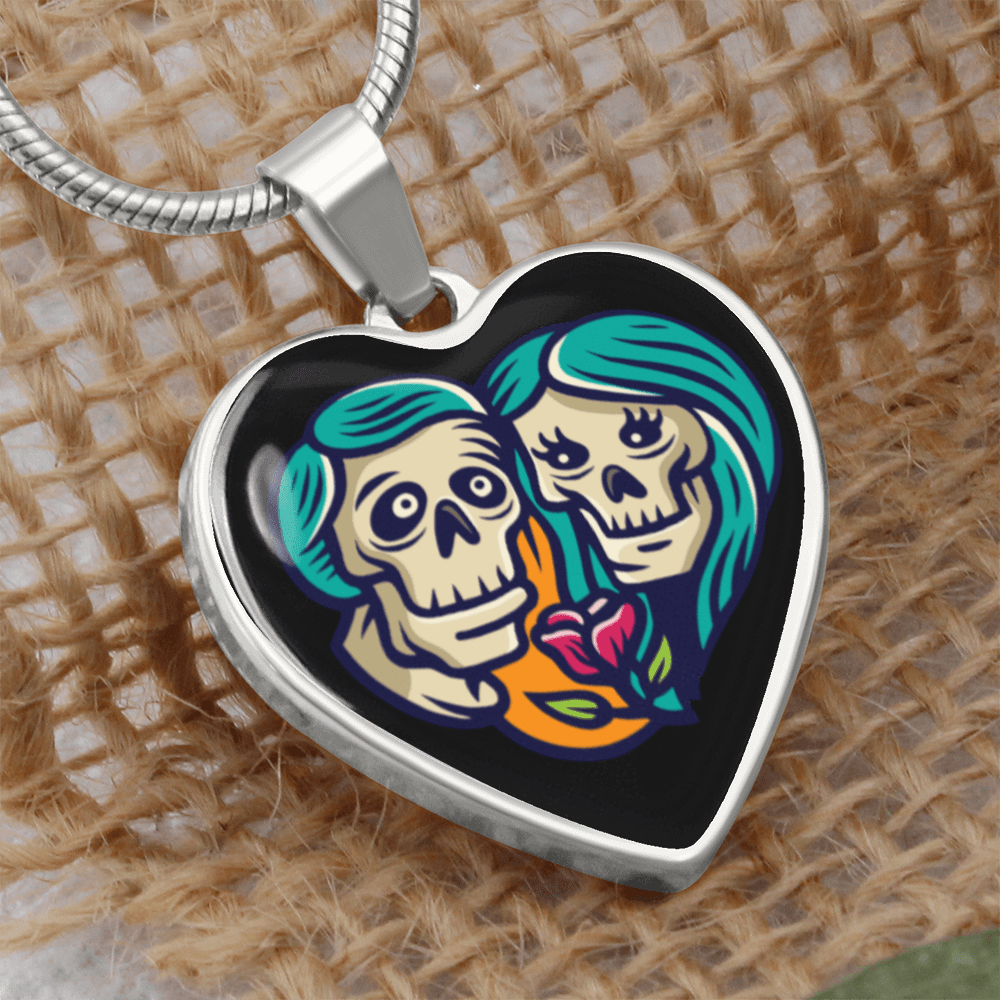 Sacred Heart Necklace – Day of the Dead Inspired Romantic – Luxury Necklace (Silver) Jewelry by ShineOn Fulfillment