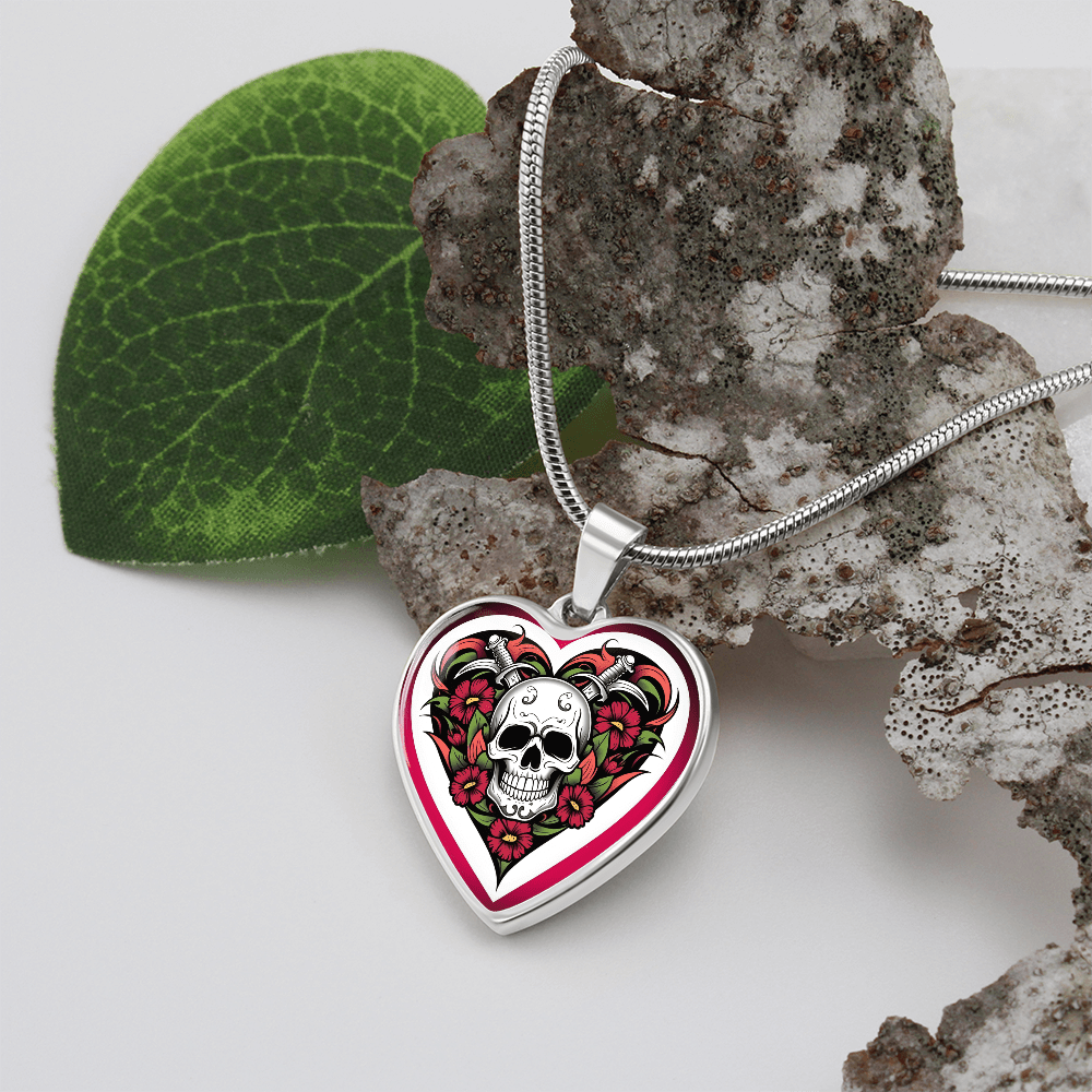Skull & Dagger Heart Necklace – Fierce Love Symbol | Gothic – Luxury Necklace (Silver) Jewelry for A1013T (3 view)