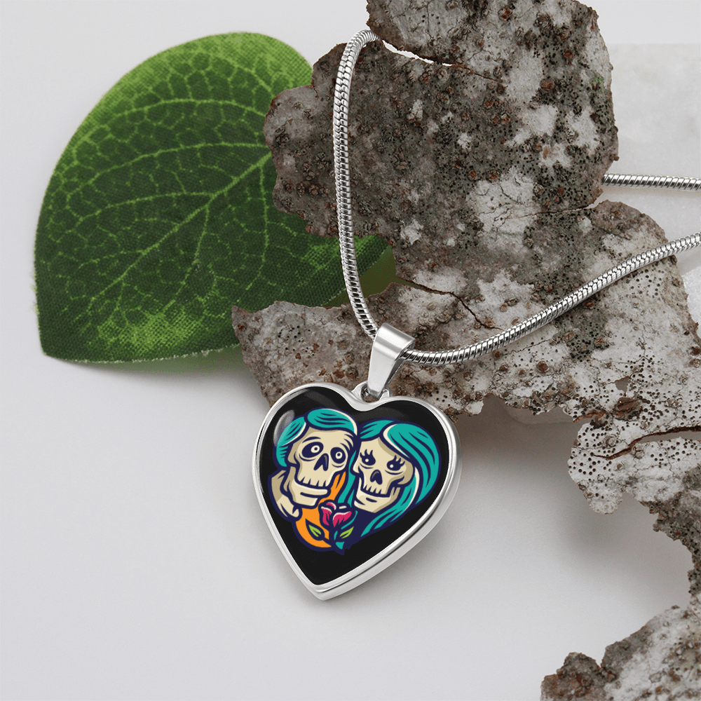 Sacred Heart Necklace – Day of the Dead Inspired Romantic – Luxury Necklace (Silver) Jewelry by ShineOn Fulfillment