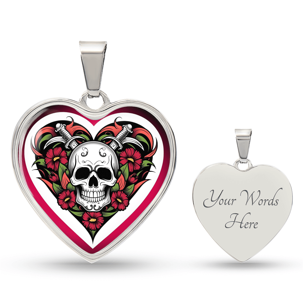 Skull & Dagger Heart Necklace – Fierce Love Symbol | Gothic – Luxury Necklace (Silver) Jewelry for A1013T (4 view)