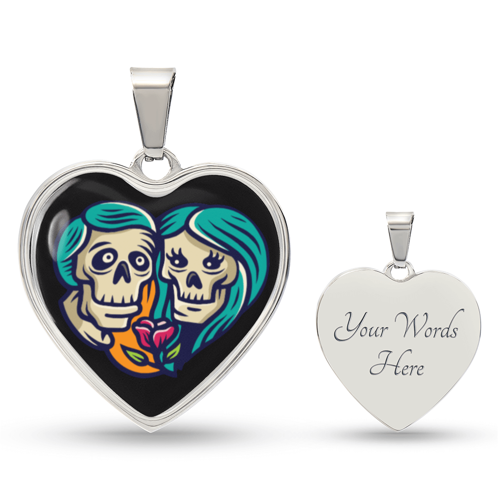 Sacred Heart Necklace – Day of the Dead Inspired Romantic – Luxury Necklace (Silver) Jewelry by ShineOn Fulfillment
