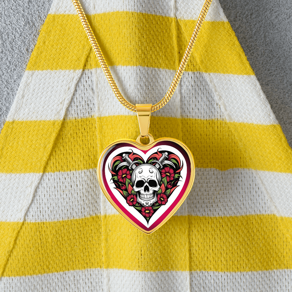 Skull & Dagger Heart Necklace – Fierce Love Symbol | Gothic – Luxury Necklace (Silver) Jewelry for A1013T (15 view)