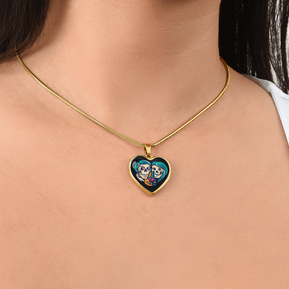 Sacred Heart Necklace – Day of the Dead Inspired Romantic – Luxury Necklace (Silver) Jewelry by ShineOn Fulfillment