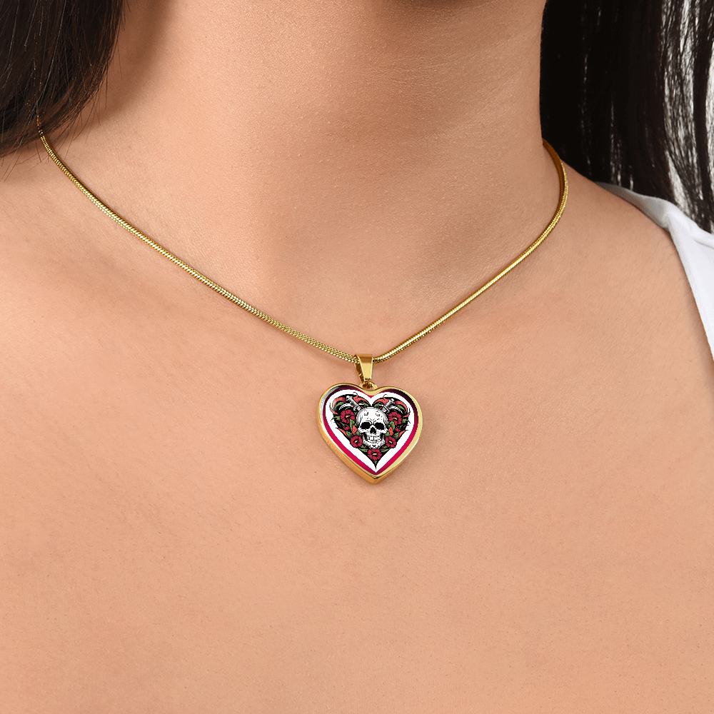 Skull & Dagger Heart Necklace – Fierce Love Symbol | Gothic – Luxury Necklace (Silver) Jewelry for A1013T (16 view)