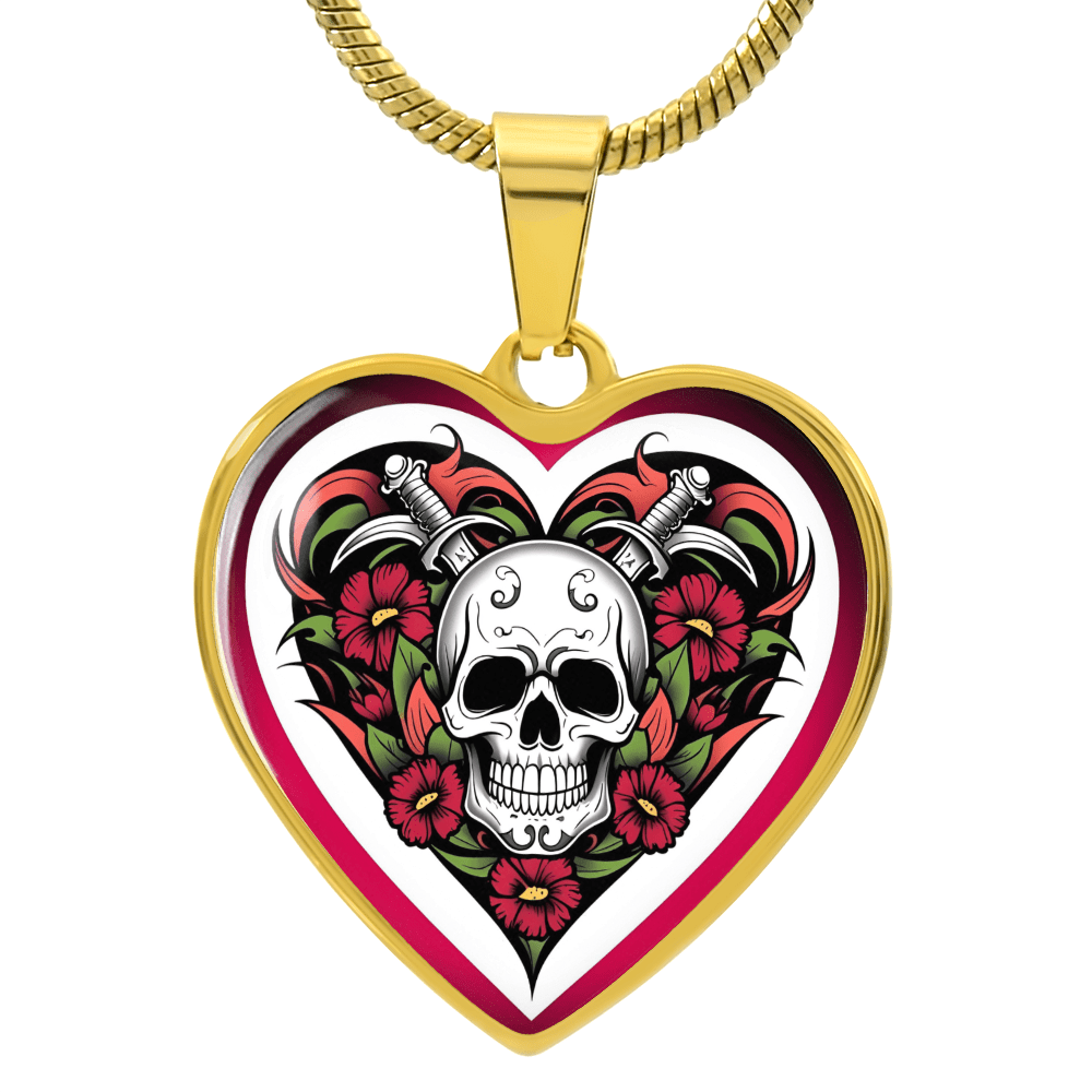 Skull & Dagger Heart Necklace – Fierce Love Symbol | Gothic – Luxury Necklace (Gold) Jewelry for A1013T (5 view)