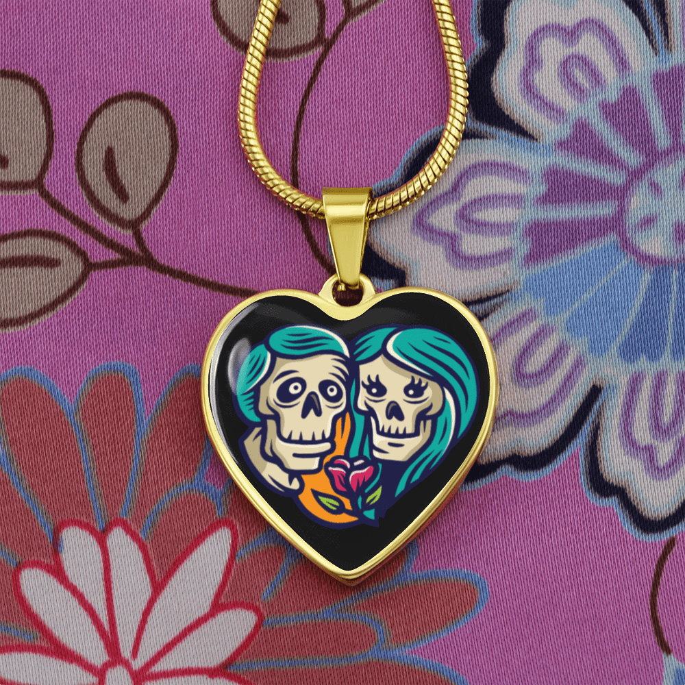 Sacred Heart Necklace – Day of the Dead Inspired Romantic – Luxury Necklace (Silver) Jewelry by ShineOn Fulfillment