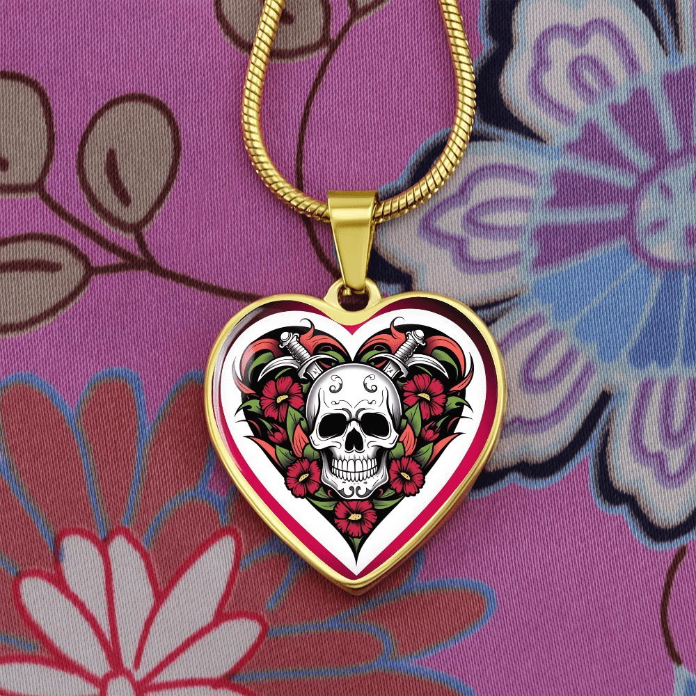 Skull & Dagger Heart Necklace – Fierce Love Symbol | Gothic – Luxury Necklace (Silver) Jewelry for A1013T (17 view)