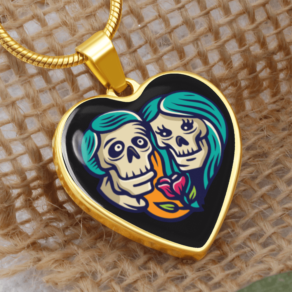 Sacred Heart Necklace – Day of the Dead Inspired Romantic – Luxury Necklace (Gold) Jewelry by ShineOn Fulfillment