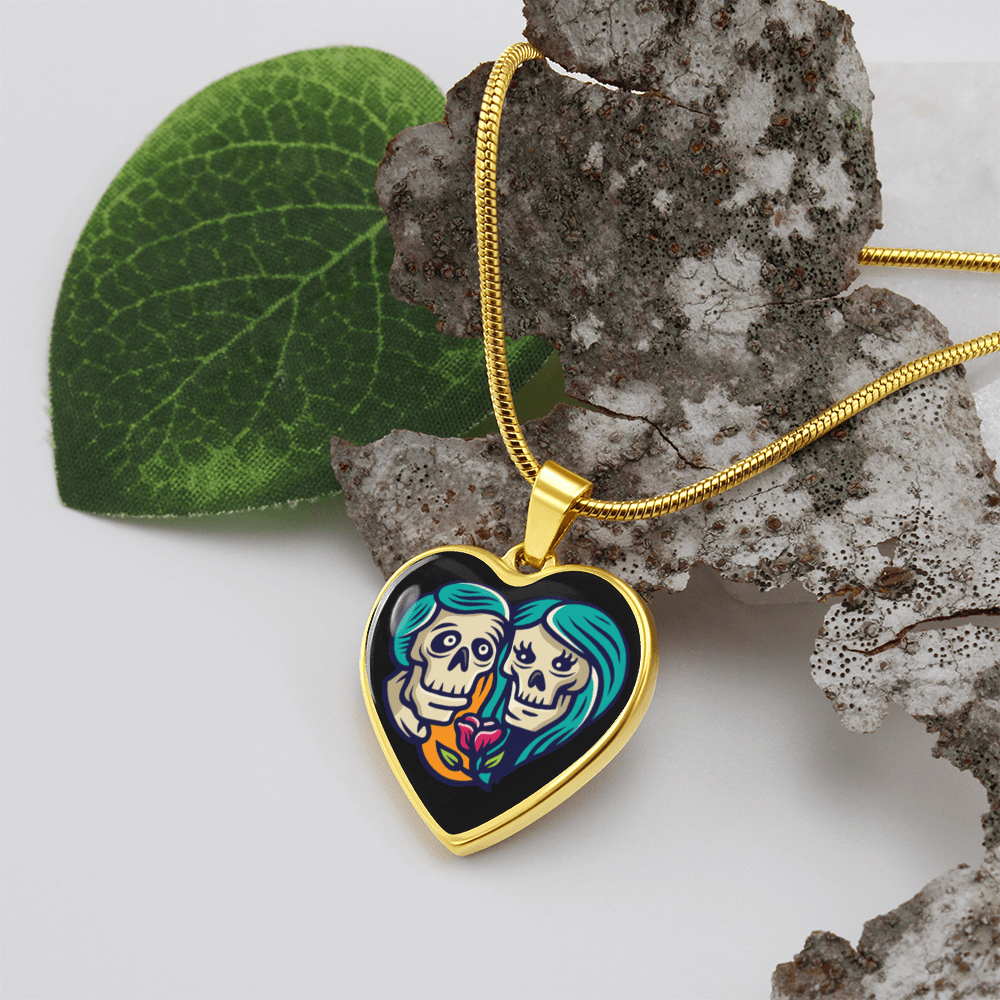 Sacred Heart Necklace – Day of the Dead Inspired Romantic – Luxury Necklace (Gold) Jewelry by ShineOn Fulfillment