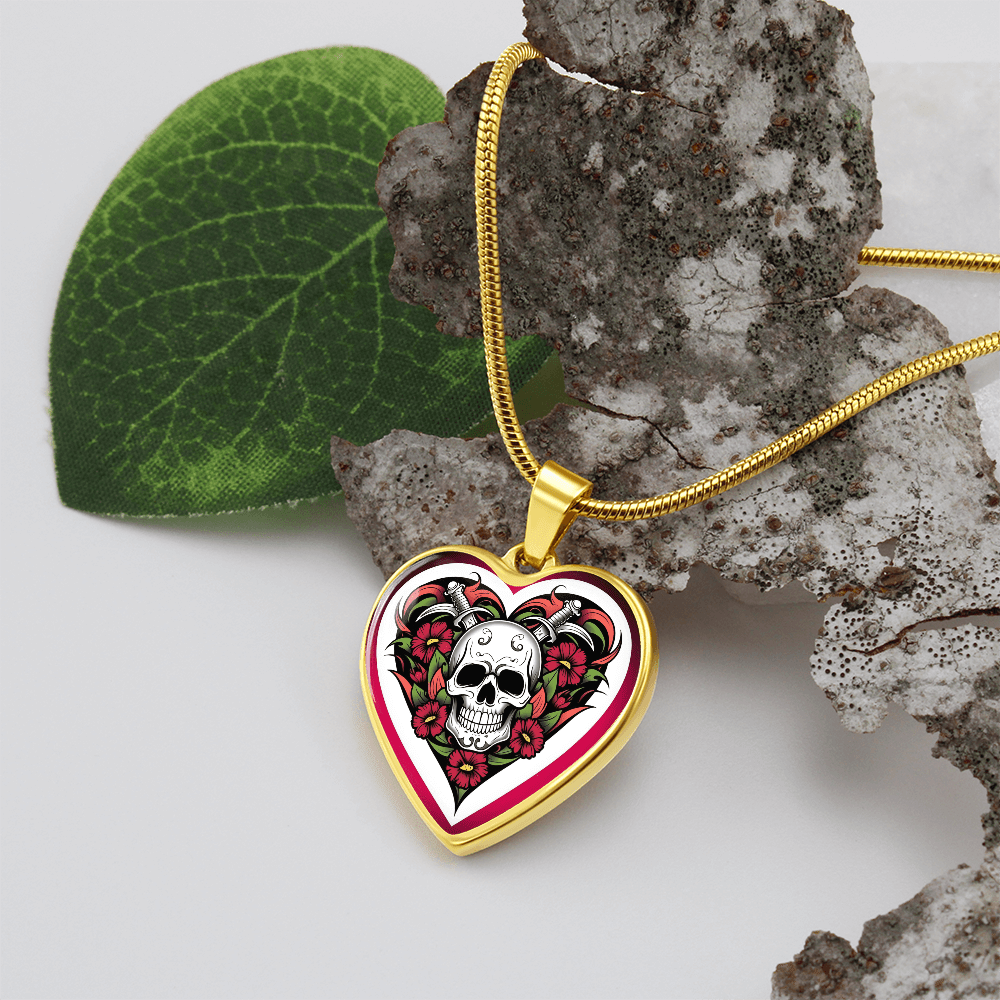 Skull & Dagger Heart Necklace – Fierce Love Symbol | Gothic – Luxury Necklace (Gold) Jewelry for A1013T (8 view)