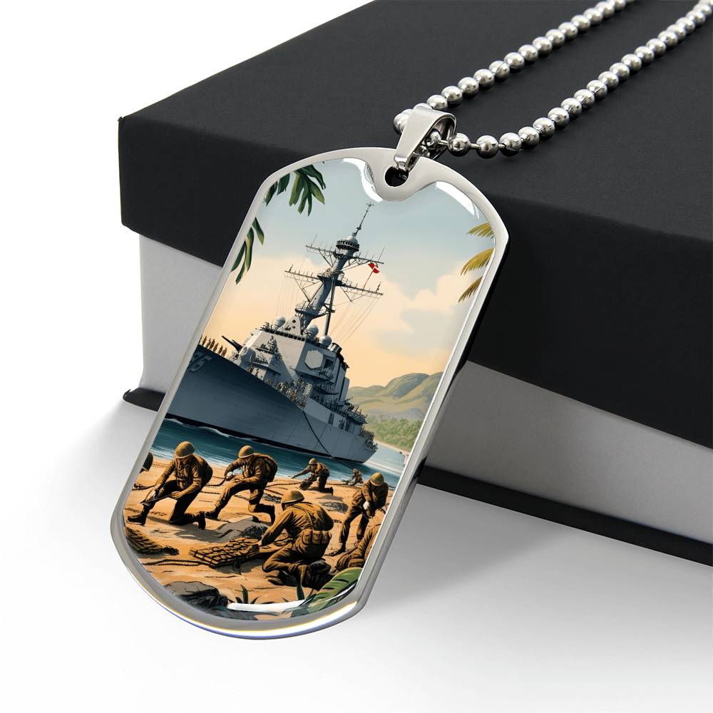 Naval Landing Dog Tag Necklace – Honor, Courage & Service | – Military Chain (Gold) Jewelry by ShineOn Fulfillment