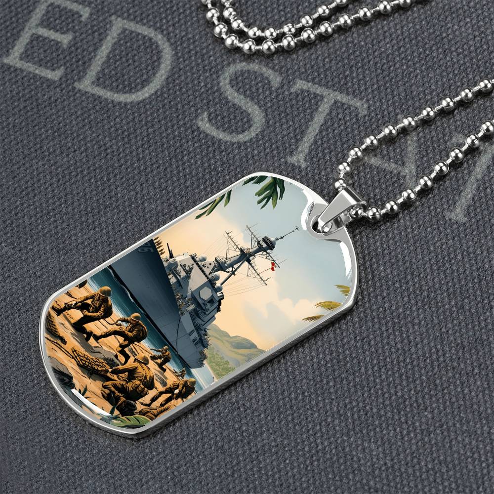 Naval Landing Dog Tag Necklace – Honor, Courage & Service | – Military Chain (Gold) Jewelry by ShineOn Fulfillment