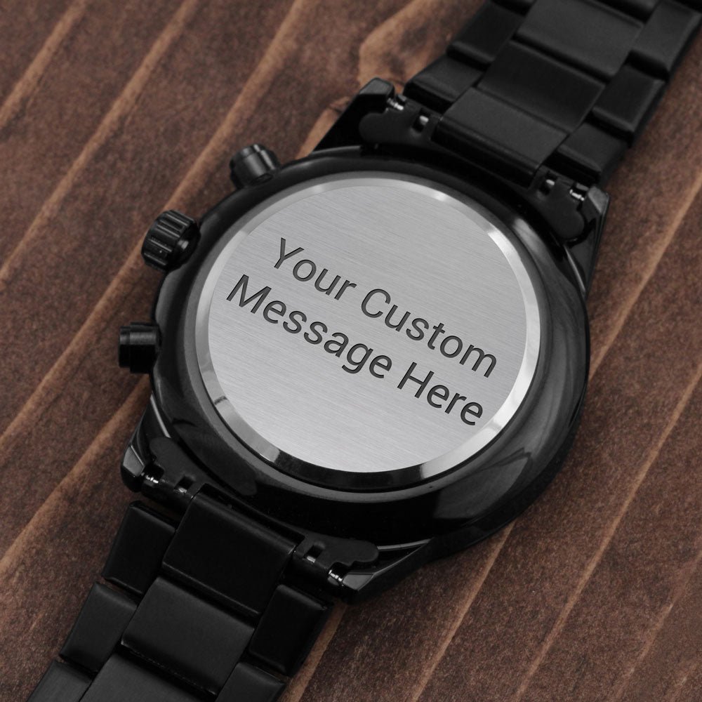 Custom Engraved Black Chronograph Watch | Father's Day, – Two Tone Box Jewelry for E131T (3 view)