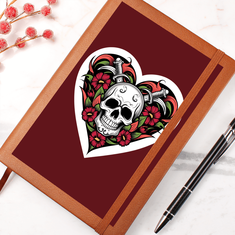Skull & Dagger Heart classic design| Graphic Leather Journal – Graphic Journal Miscellaneous for gift (3 view)