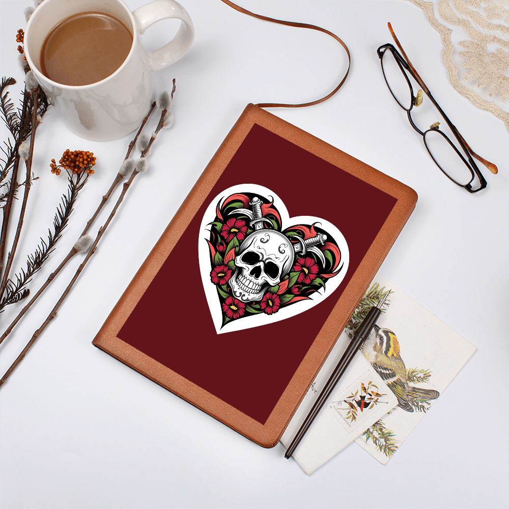 Skull & Dagger Heart classic design| Graphic Leather Journal – Graphic Journal Miscellaneous for gift (6 view)