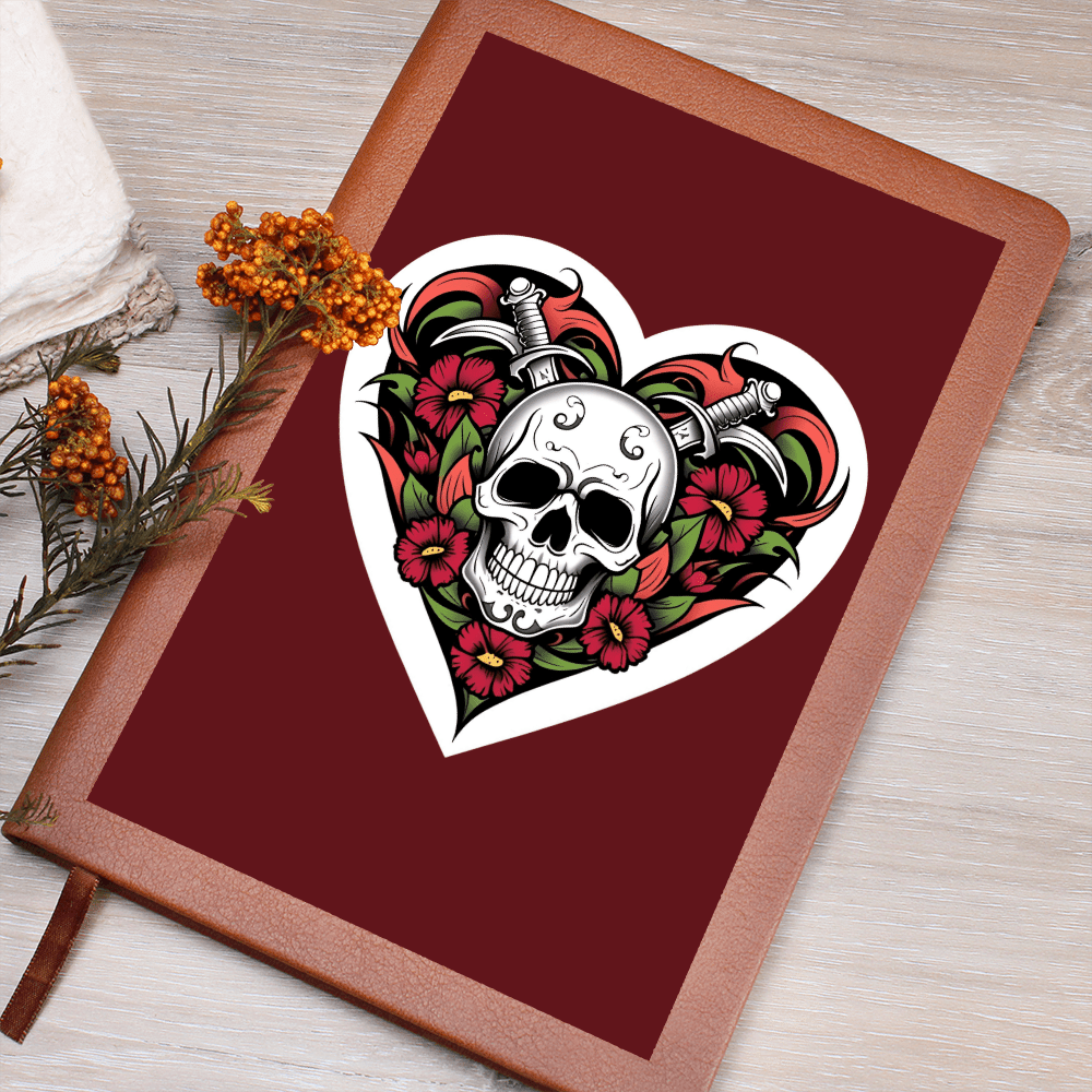 Skull & Dagger Heart classic design| Graphic Leather Journal – Graphic Journal Miscellaneous for gift (4 view)