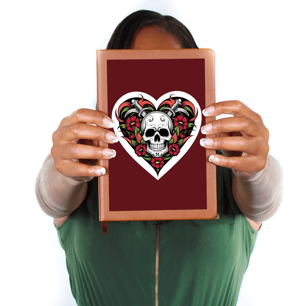 Skull & Dagger Heart classic design| Graphic Leather Journal – Graphic Journal Miscellaneous for gift (9 view)