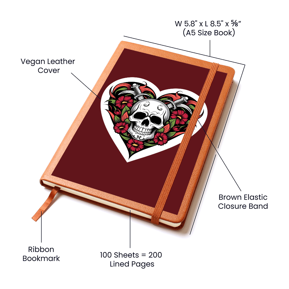 Skull & Dagger Heart classic design| Graphic Leather Journal – Graphic Journal Miscellaneous for gift (8 view)