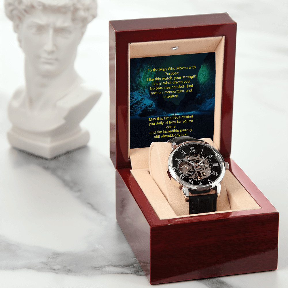 Men's Skeleton Automatic Watch – Luxury Leather Strap Gift | – Luxury Box w/LED Jewelry by ShineOn Fulfillment