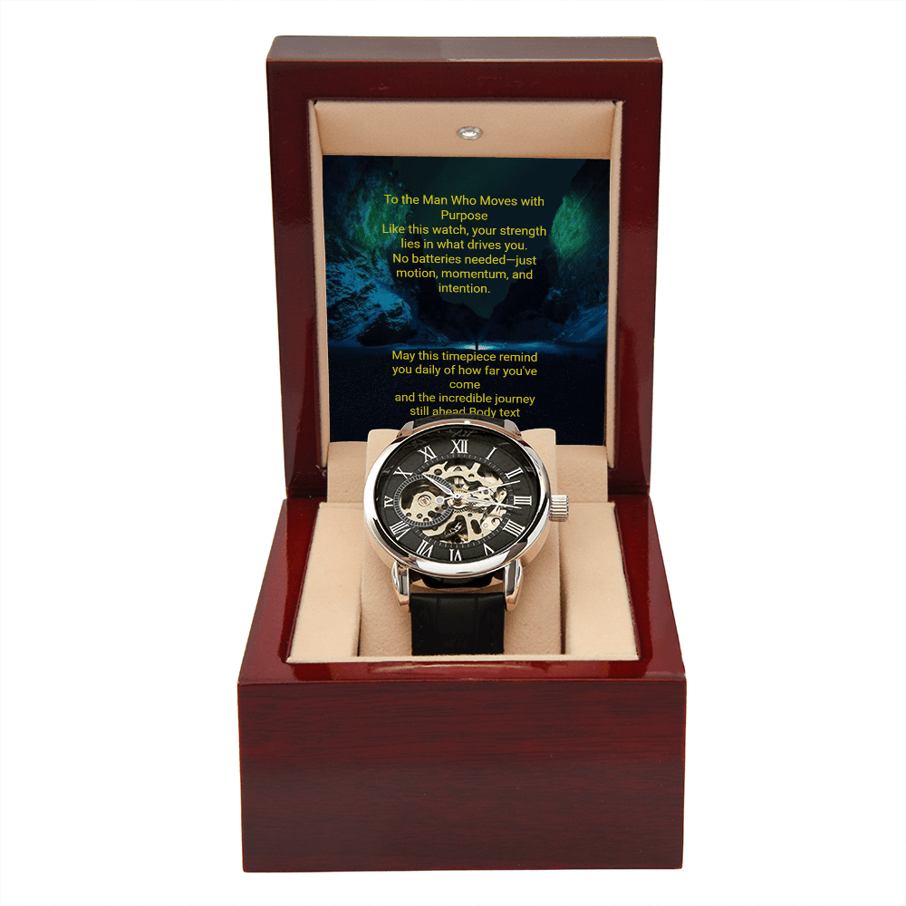 Men's Skeleton Automatic Watch – Luxury Leather Strap Gift | – Luxury Box w/LED Jewelry by ShineOn Fulfillment