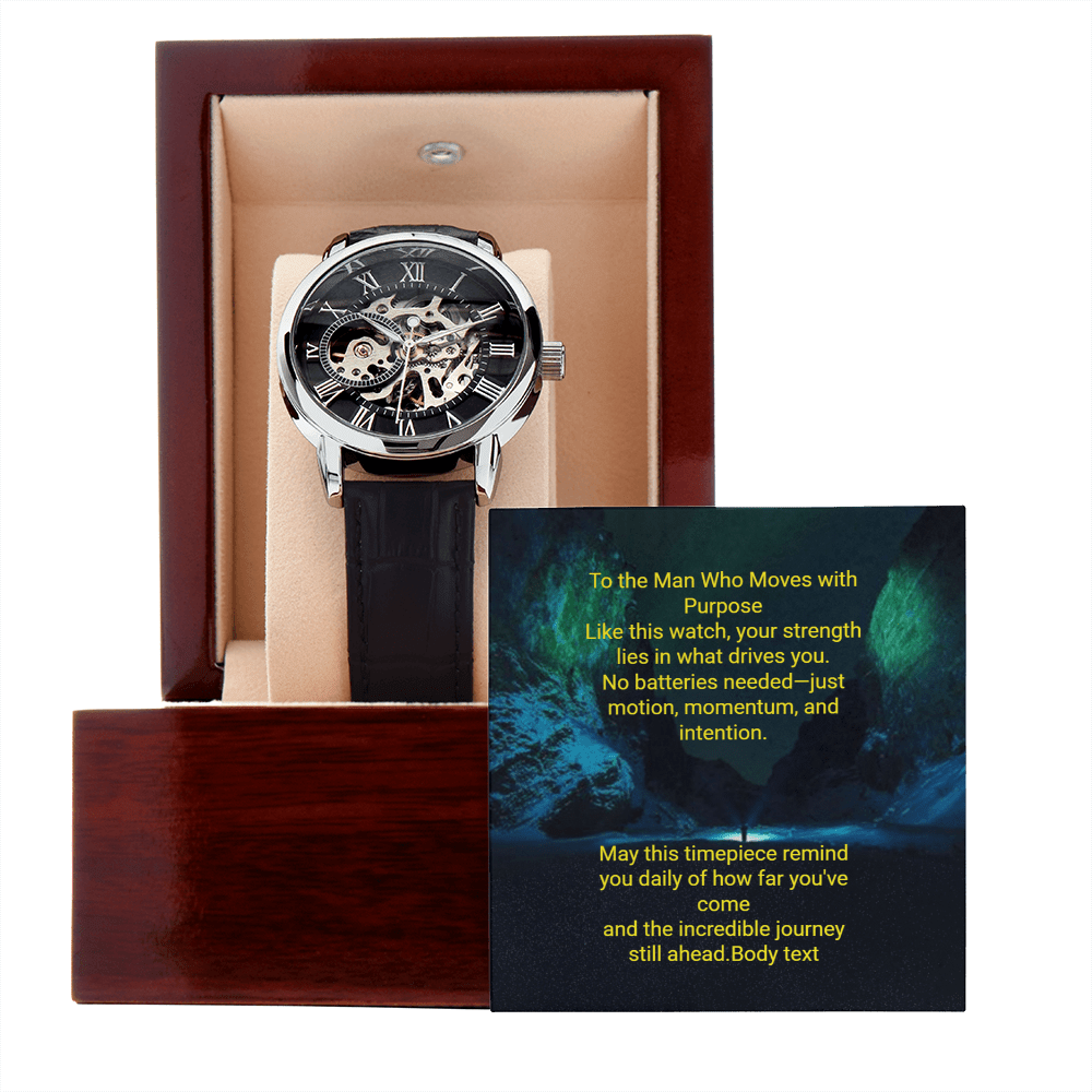 Men's Skeleton Automatic Watch – Luxury Leather Strap Gift | – Luxury Box w/LED Jewelry by ShineOn Fulfillment