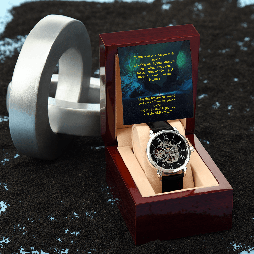 Men's Skeleton Automatic Watch – Luxury Leather Strap Gift | – Luxury Box w/LED Jewelry by ShineOn Fulfillment