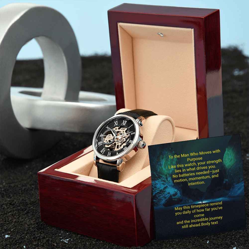 Men's Skeleton Automatic Watch – Luxury Leather Strap Gift | – Luxury Box w/LED Jewelry by ShineOn Fulfillment