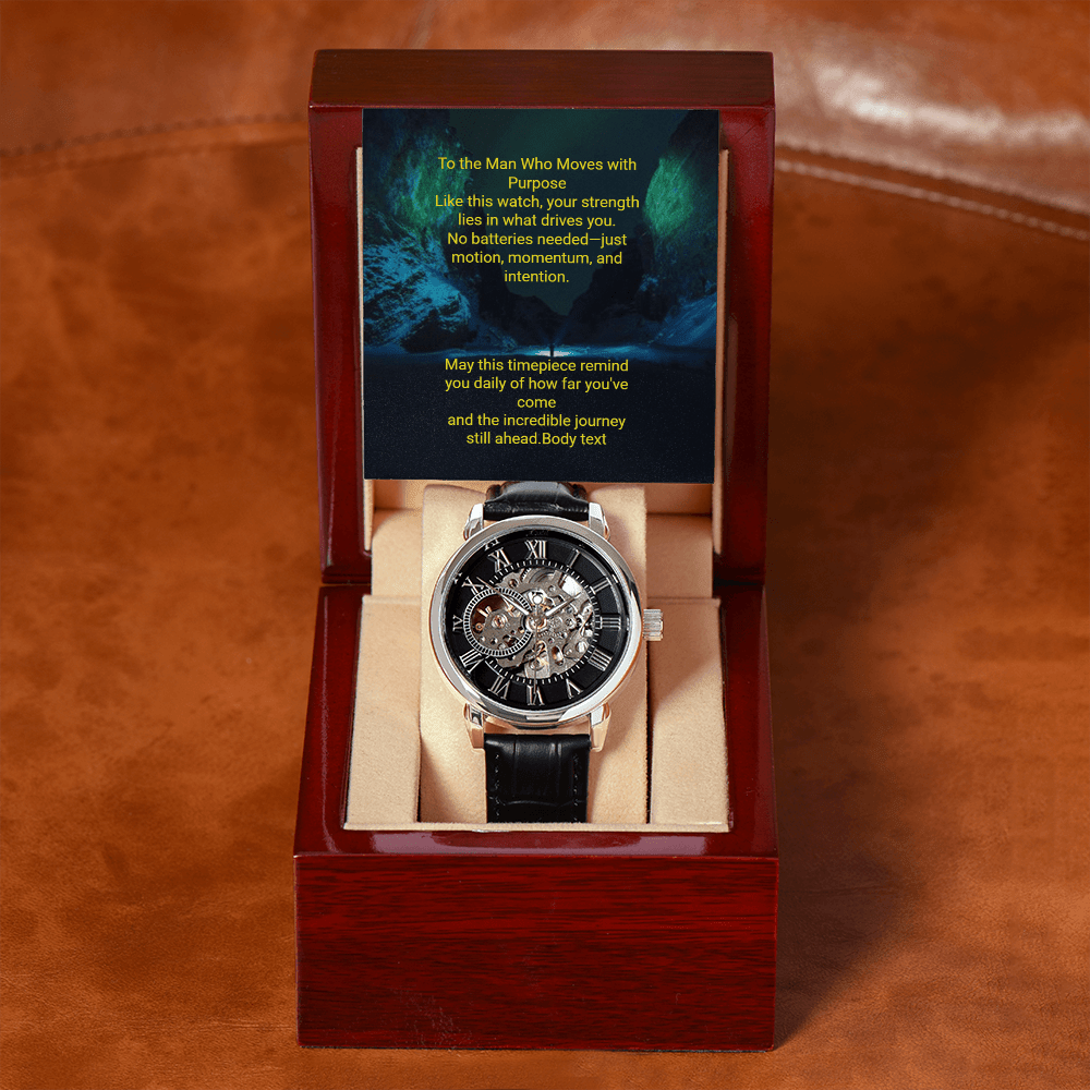 Men's Skeleton Automatic Watch – Luxury Leather Strap Gift | – Luxury Box w/LED Jewelry by ShineOn Fulfillment