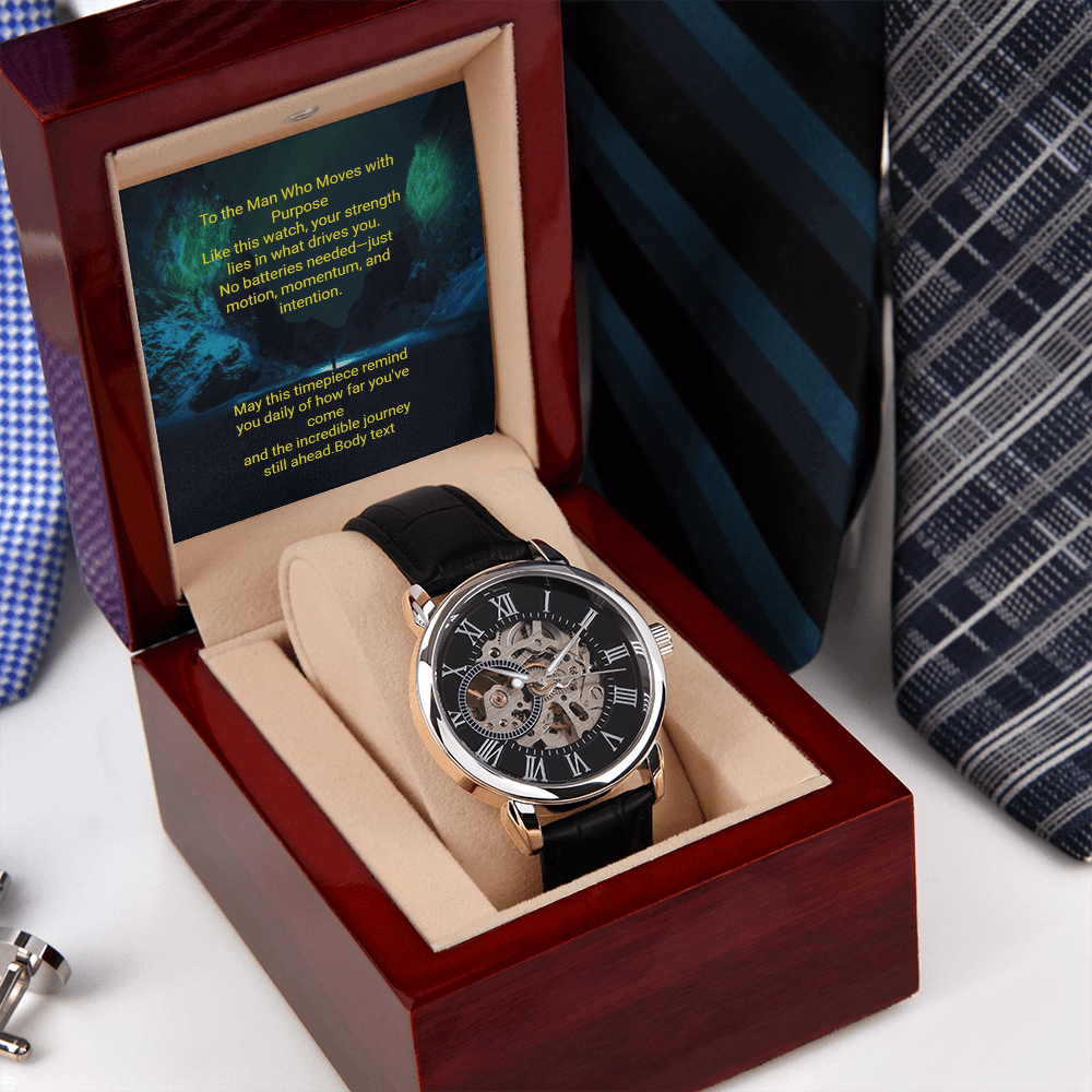 Men's Skeleton Automatic Watch – Luxury Leather Strap Gift | – Luxury Box w/LED Jewelry by ShineOn Fulfillment