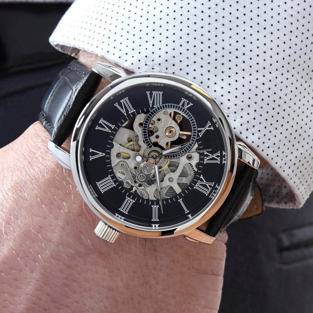 Men's Skeleton Automatic Watch – Luxury Leather Strap Gift | – Luxury Box w/LED Jewelry by ShineOn Fulfillment