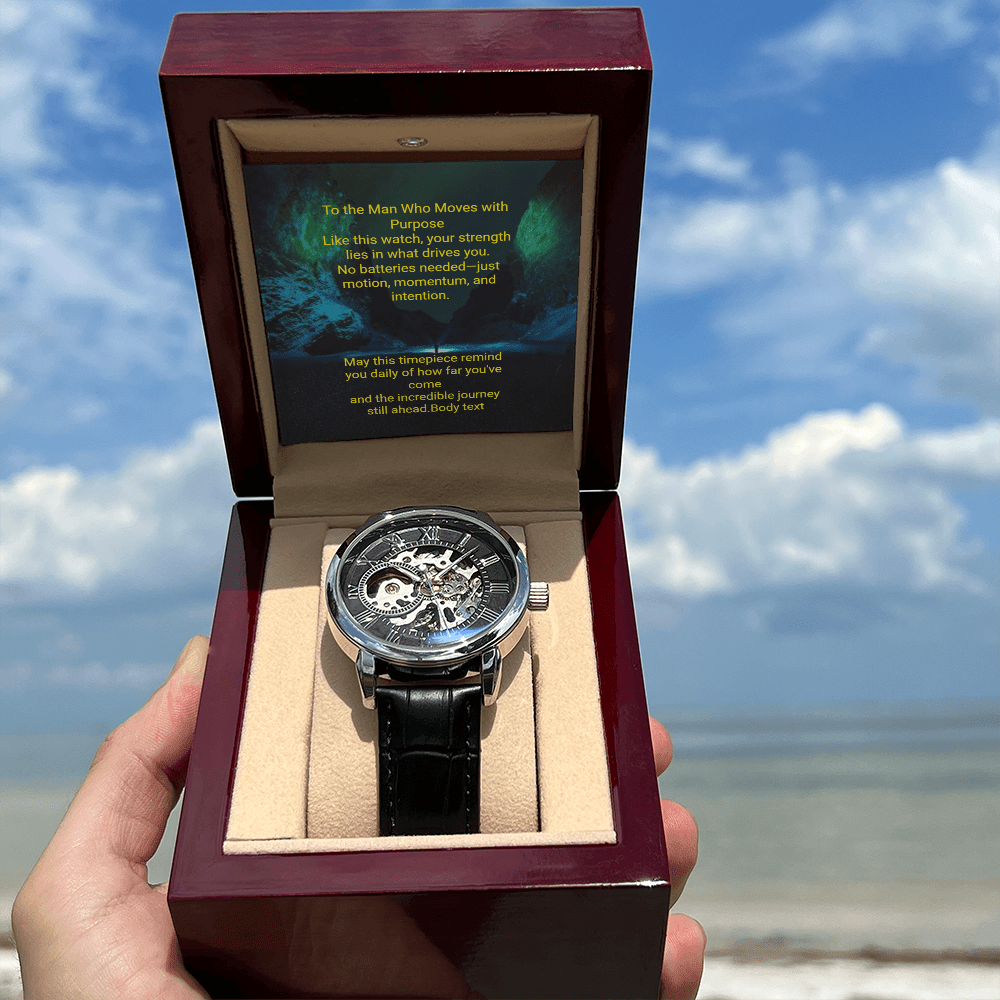 Men's Skeleton Automatic Watch – Luxury Leather Strap Gift | – Luxury Box w/LED Jewelry by ShineOn Fulfillment