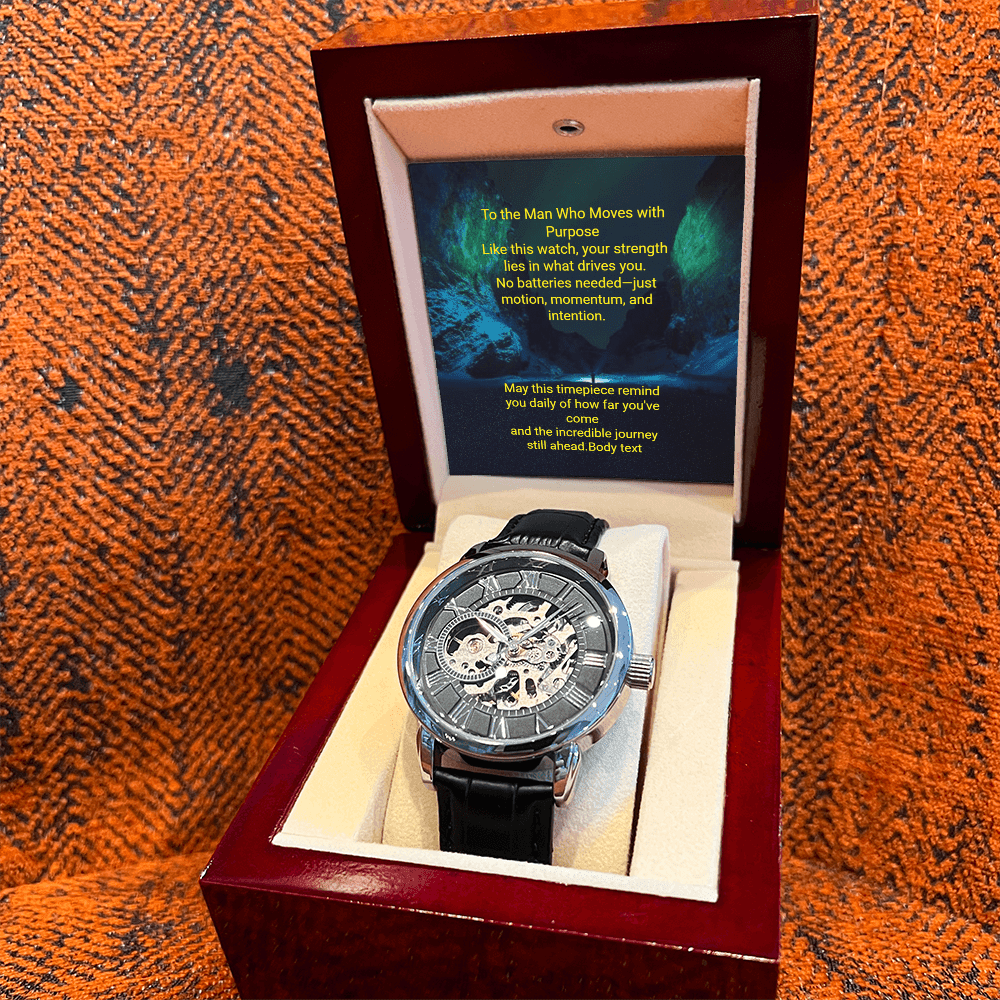 Men's Skeleton Automatic Watch – Luxury Leather Strap Gift | – Luxury Box w/LED Jewelry by ShineOn Fulfillment