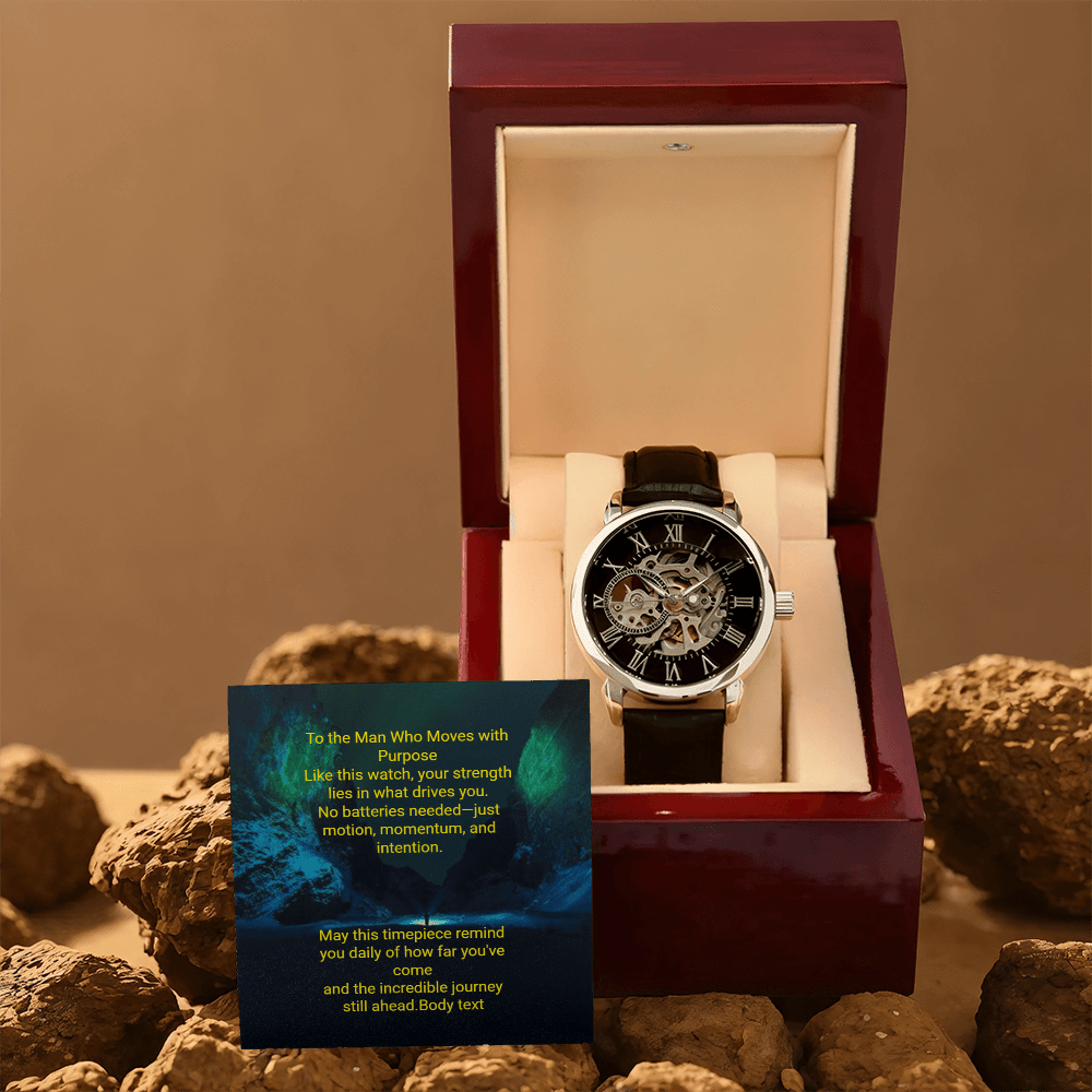 Men's Skeleton Automatic Watch – Luxury Leather Strap Gift | – Luxury Box w/LED Jewelry by ShineOn Fulfillment