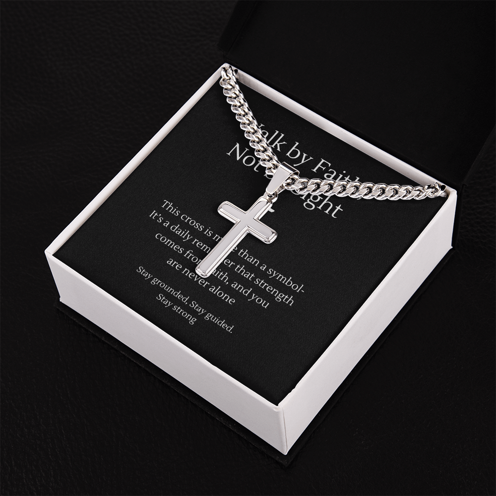 Walk by Faith Cross Necklace for Him – Men's Jewelry with – Standard Box Jewelry by ShineOn Fulfillment