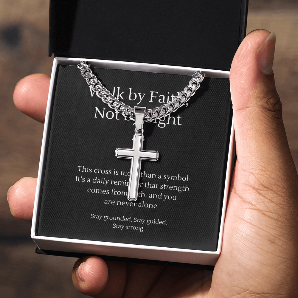 Walk by Faith Cross Necklace for Him – Men's Jewelry with – Luxury Box Jewelry by ShineOn Fulfillment