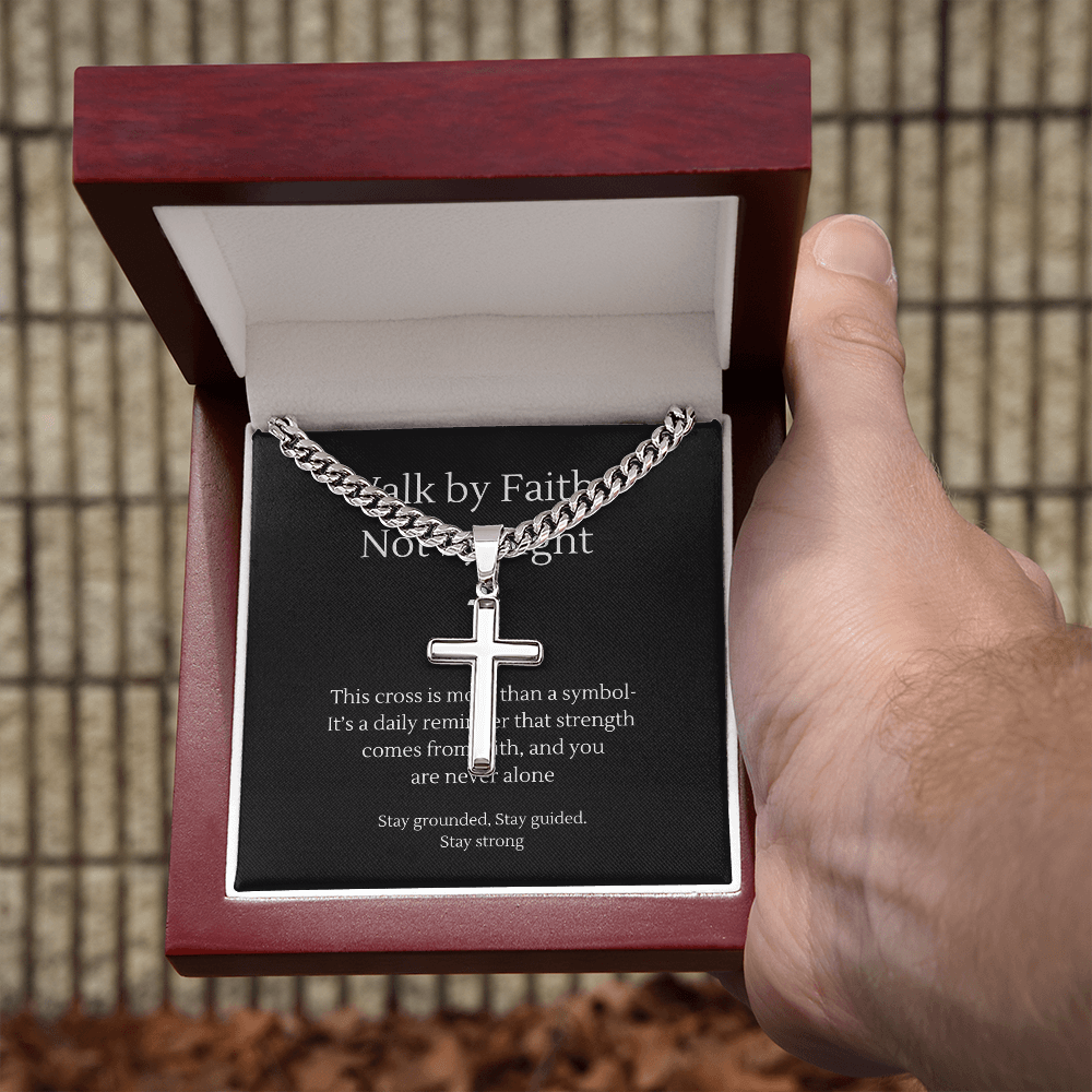 Walk by Faith Cross Necklace for Him – Men's Jewelry with – Luxury Box Jewelry by ShineOn Fulfillment