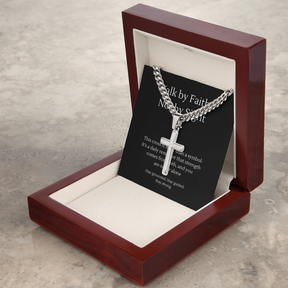 Walk by Faith Cross Necklace for Him – Men's Jewelry with – Luxury Box Jewelry by ShineOn Fulfillment
