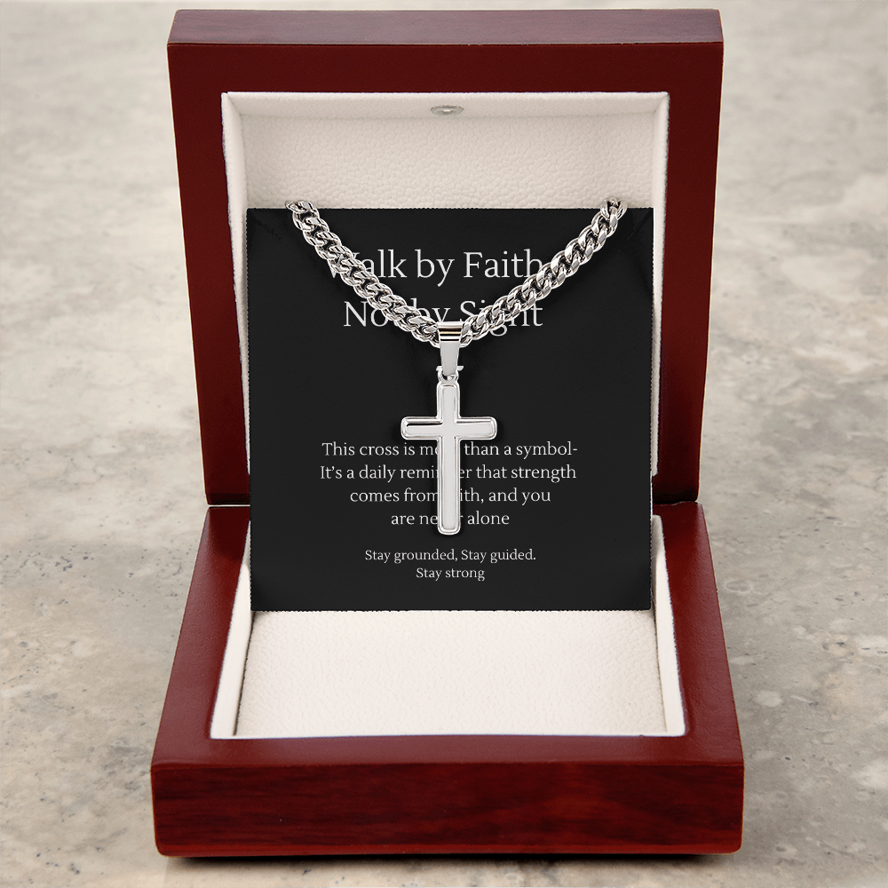 Walk by Faith Cross Necklace for Him – Men's Jewelry with – Luxury Box Jewelry by ShineOn Fulfillment