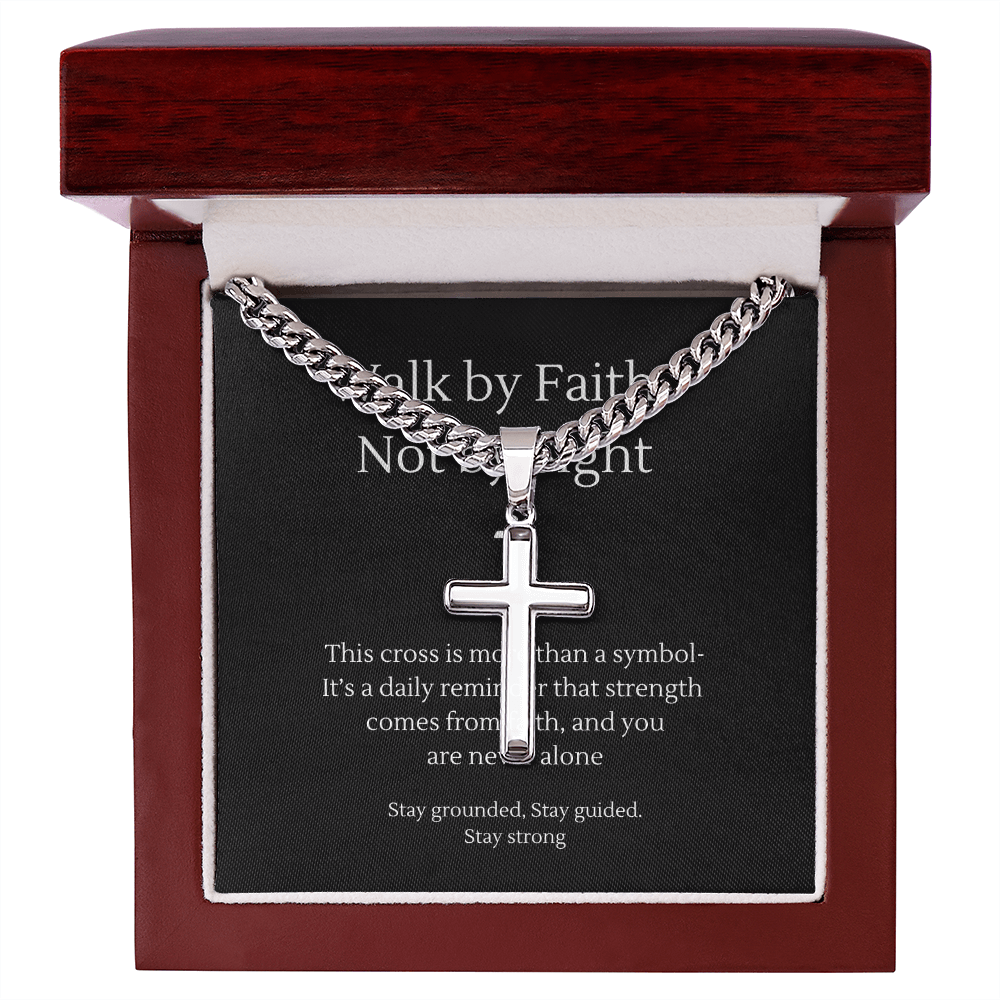 Walk by Faith Cross Necklace for Him – Men's Jewelry with – Luxury Box Jewelry by ShineOn Fulfillment