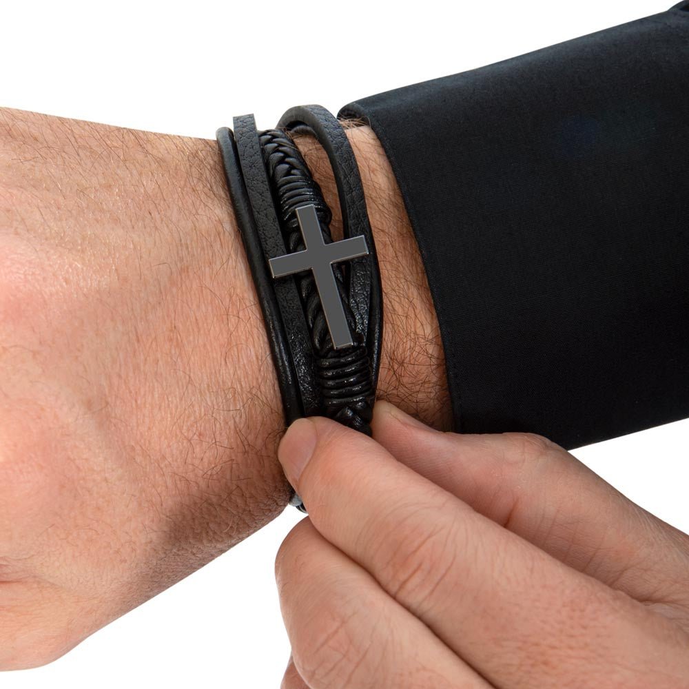 Faith & Love Bracelet for Him – Cross Charm with “Love You – Luxury Box with LED Jewelry by ShineOn Fulfillment