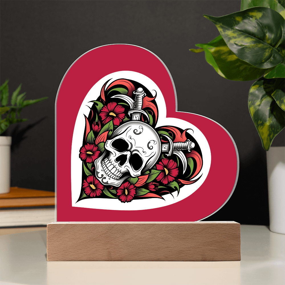 Skull & Dagger Heart – Light up | Acrylic Heart Plaque – Corded LED Base Miscellaneous for G027 (11 view)