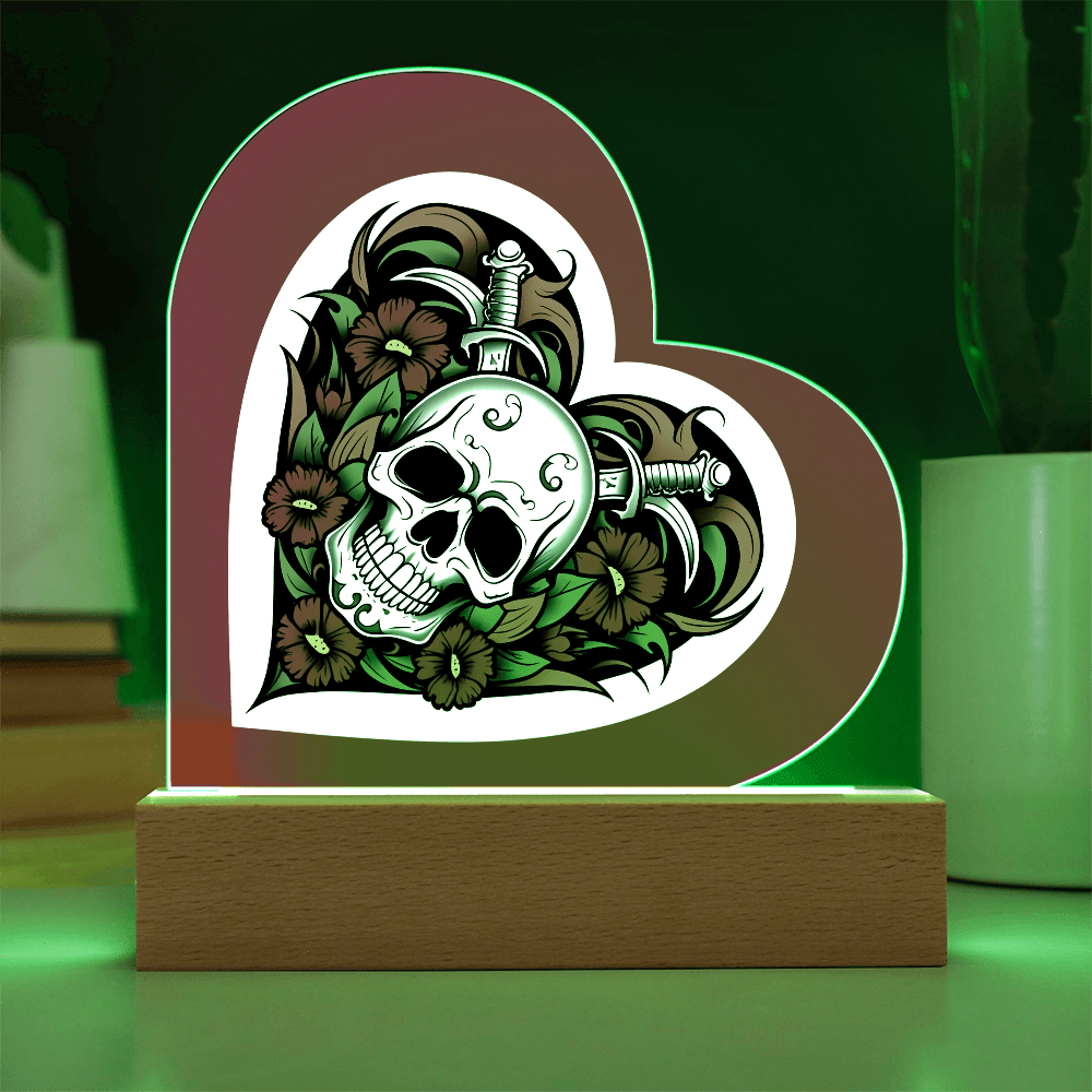 Skull & Dagger Heart – Light up | Acrylic Heart Plaque – Battery Powered LED Base Miscellaneous for G027 (7 view)